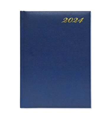 FIS 2024 International Diary A5 7-Languages Vinyl 1-Side Padded Blue - FSDI136-7V24BL