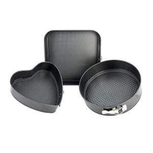 Royalford 3 Pcs Springform Cake Tins With Loose Base - Aluminium - Black