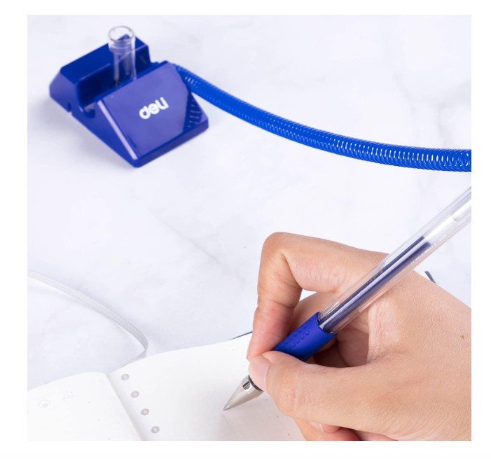 Deli-E6791 Spring Bullet Desk Pen Stand - Blue