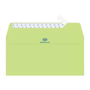 FIS Laid Paper Envelopes Peel & Seal, Pack of 25 Pcs. Green Color, DL (114 x 229 mm) Size, 100 GSM - FSEE1015PGRB25