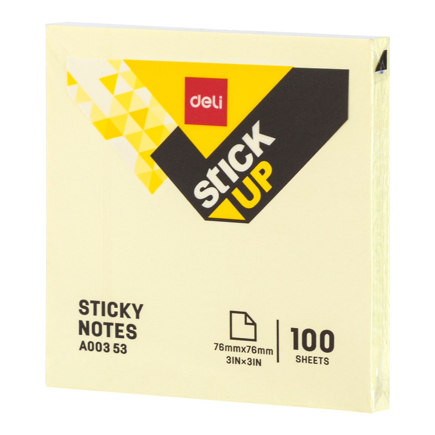 Deli EA00353 Sticky Notes 76×76mm 3”×3” 100 Sheets Yellow