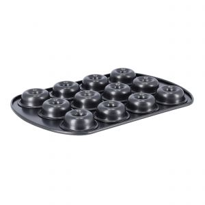 Royalford Doughnut Pans For Baking With 12 Slots - Aluminium - Black