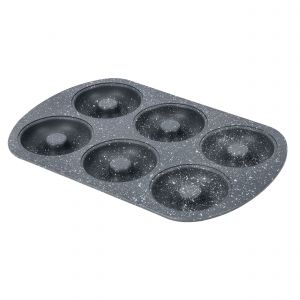 Royalford Doughnut Pans For Baking With 6 Slots - Aluminium - Black - RF9905