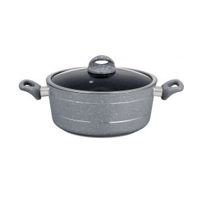 Royalford Die Cast Casserole With Glass Lid - Aluminium - Grey - 24 CM