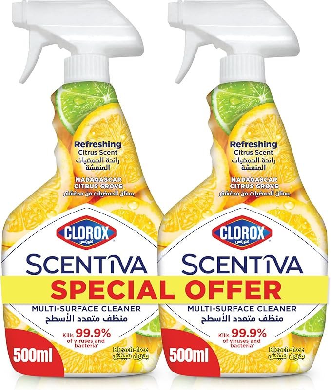 Clorox Multi-Surface Cleaner Scentiva Madagascar Citrus Grove 2 x 500ml