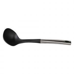 Royalford Soup Ladle With Handle - Stainless Steel - Black - 33 CM