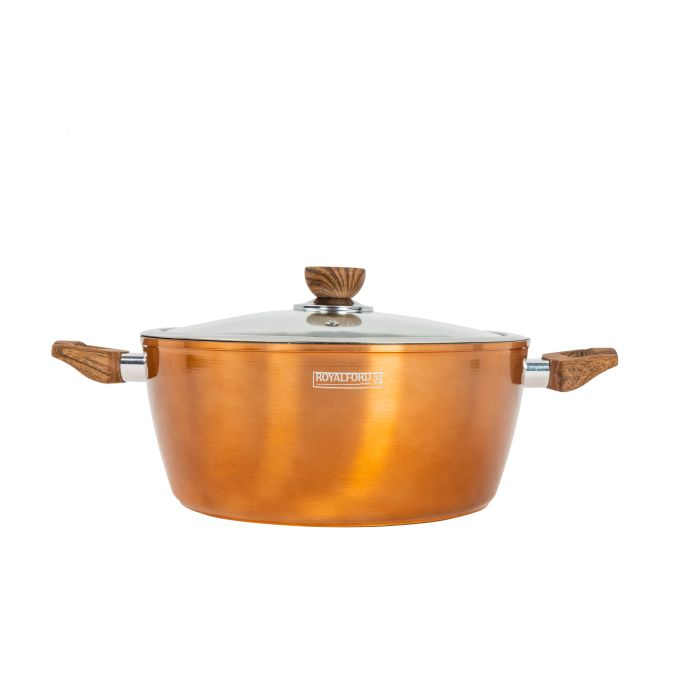 Royalford 10Pcs Aluminium Cookware Set - 3 Layer Granite Coating Saucepan With Lid, Fry Pan, Casseroles With Lids, Wok Pan | Cool Handles | Evenly Heating Base | Compatible With Multiple Hobs