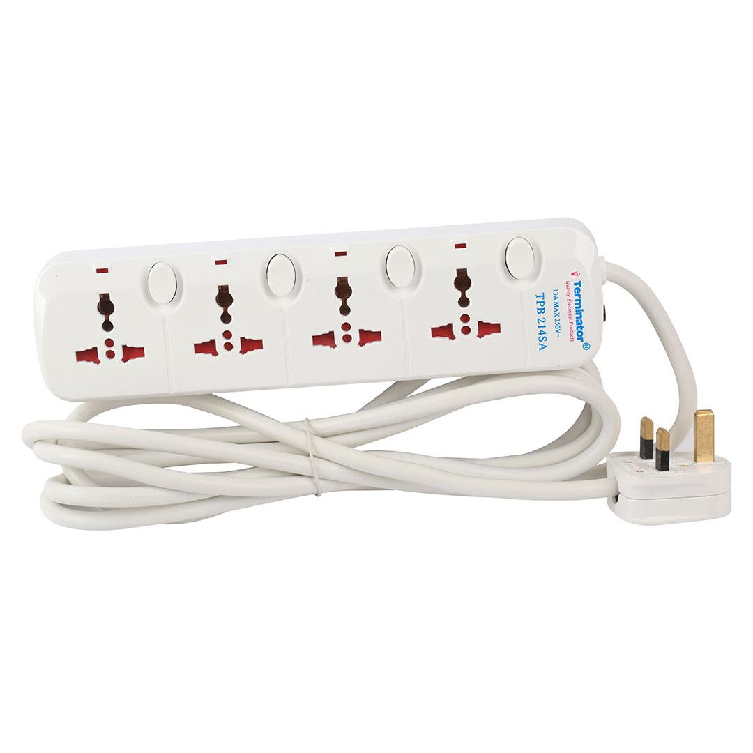 4 Way Universal Power Extension Socket 3M Cable