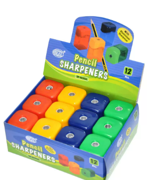 FIS Plastic Sharpeners 1 Hole, Square Shape, Pack of 12 Pieces - FSSP60204