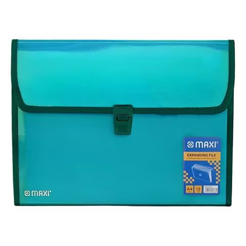 Maxi Expanding File With Handle A4 Size 13 Tab Turquoise