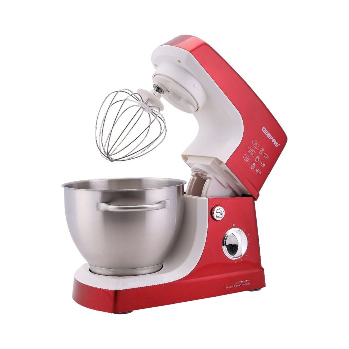 3 In 1 600W Mixer Blender - 8 Level Speed, Stainless Steel Bowl, Splash Guard | Comes With K-Beater / Whisk / Dough Hook | Auto Shut Off | Perfect For Batter, Knead & More | 2 Years Warranty