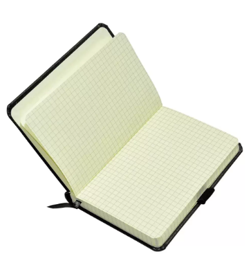 FIS Executive Ostrich Italian PU Cover Notebook, Ivory Paper, 5 mm Square With Elastic Band, Black Color, 120 Sheets, Pen Holder and Gift Box, A6 Size - FSNBEX5MMA6BK