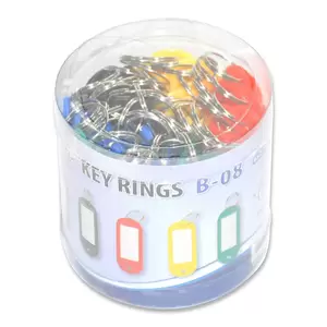 FIS Key Rings 50 Pieces Per Pack, Assorted Colors, 6 x 2.1 cm Size - FSKCB-08