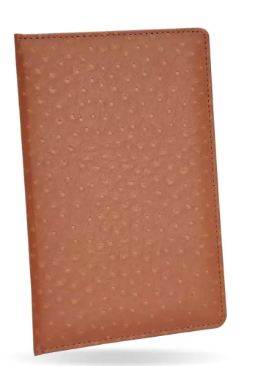 Bill Folders Brown Color, Ostrich Italian PU Covers with Magnetic Flap & Round Corners, 150 x 245 mm - FSCLBFOBR