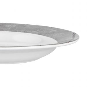 Royalford Melamine Soup Deep Plate - Melamine - White - 10 INCH