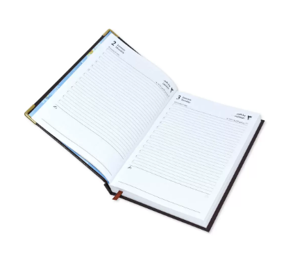 Fis 2023 A5 Diary,Gold Corenrs, (Arabic/English) Vinyl 1Side Padded Chocolate -FSDI22AE23CH