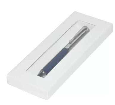 FIS Silver Pens with Embossed Italian PU Wrapper and Gift Box, Blue Colour - FSPNSPUBLD4