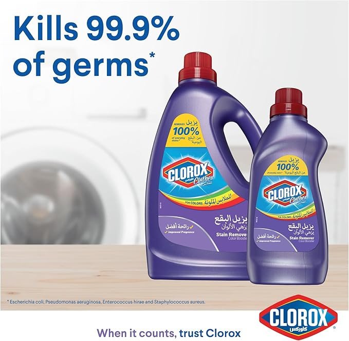 Clorox Stain Remover and Color Booster For Colored Clothes Liquid, 3L Plus One 900 ml, Brightens Colors, Superior Stain Remover, Enhances The Detergent's Effectiveness