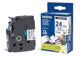 Brother P-touch 24mm TZ-253 Laminated Tape, 8 m, Blue on White
