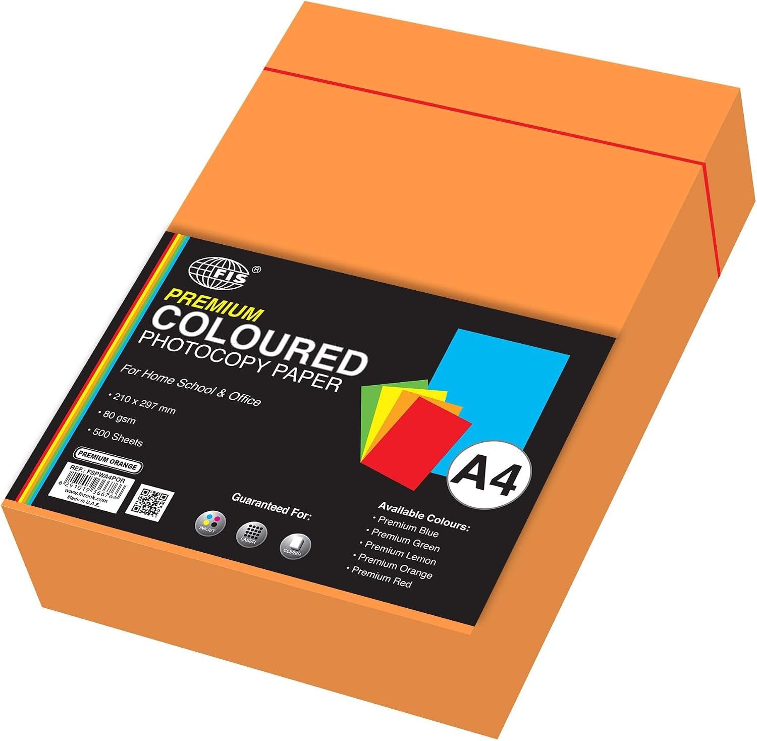 FIS Color Photocopy Paper A4, 80gsm, 250 Sheets, Premium Orange - FSPWA4POR