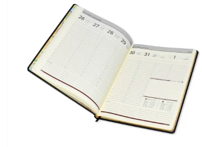 FIS Golden Executive Diary 2023 English/French (1-Week at a glance) Italian PU Cover, Blue - FSDI36EG23BL