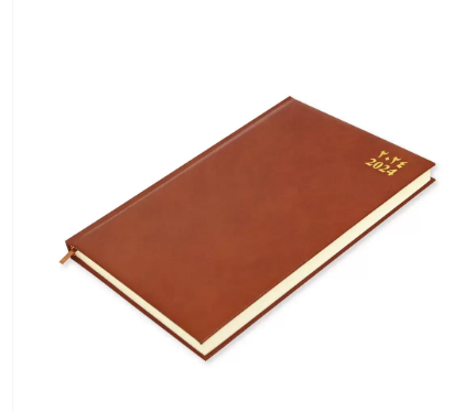 FIS Bonded Leather Diary 2024 (Arabic/English) Brown, A4 - FSDI40AEBI24BR