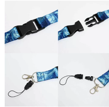 FIS Bag of 10 Fancy Lanyards with Metal Hook Width:2.5CM, Length:90CM Deep sea Blue Color - FSNAF3