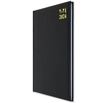 FIS Executive Diary 2024 Arabic/English/French (1-Week at a glance) Vinyl, 1-Side Padded, Cover, Black - FSDI34AE24BK