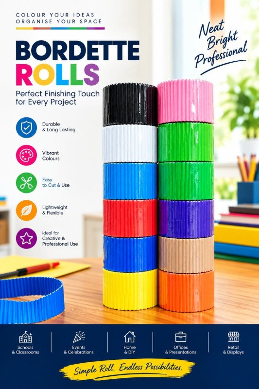 Scalloped Corrugated Card Border Roll - 57mm x 15m - Sunshine Yellow