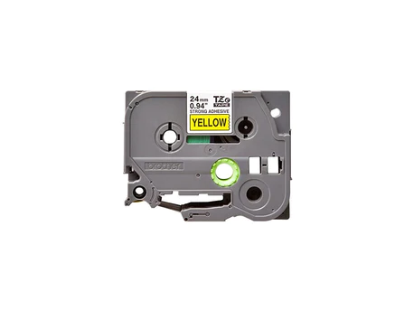 Brother P-touch 24mm TZ-S651 Strong Adhesive Tape, Black on Yellow