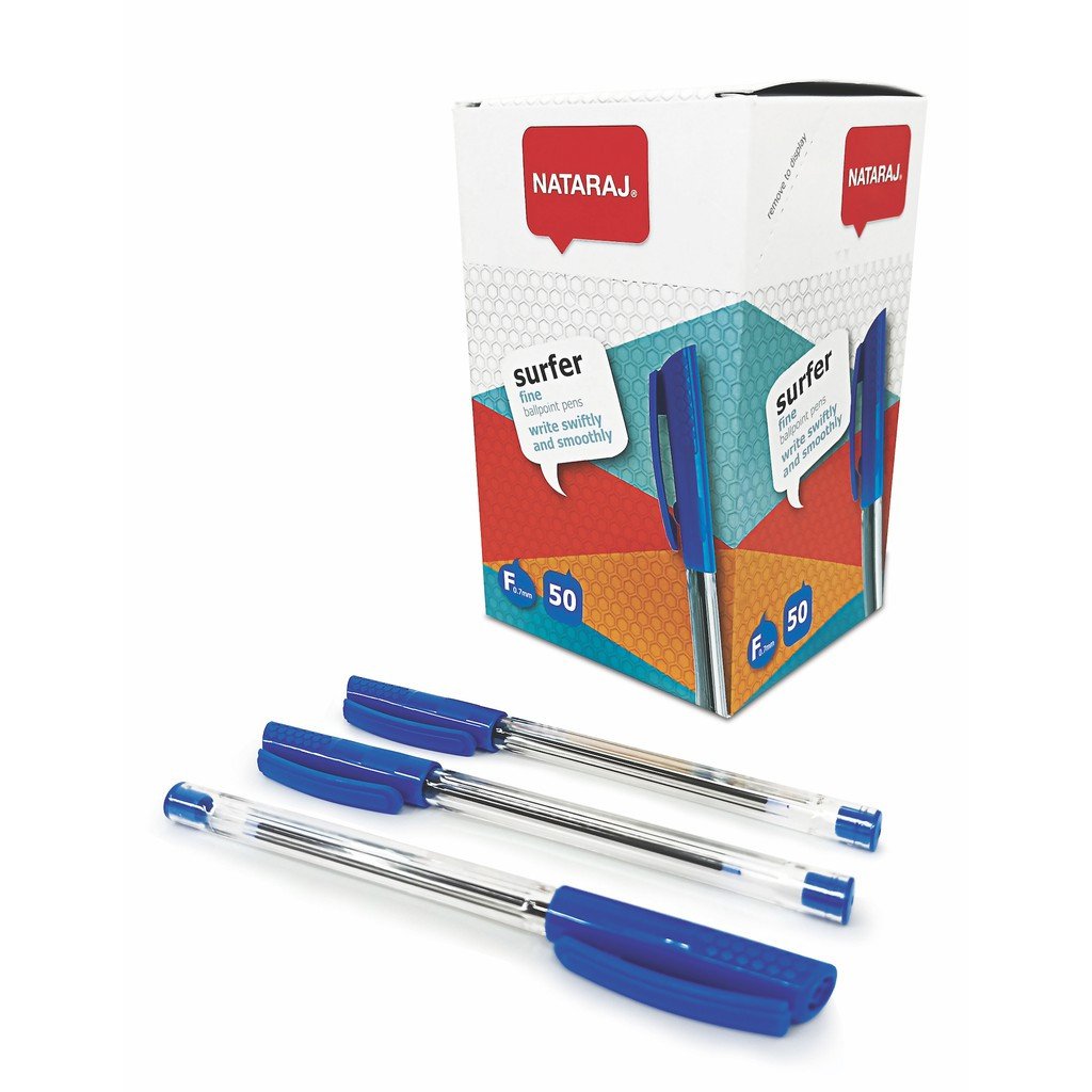 Nataraj 50-Piece Surfer Fine Ballpoint Pen Set, 0.7mm, Blue