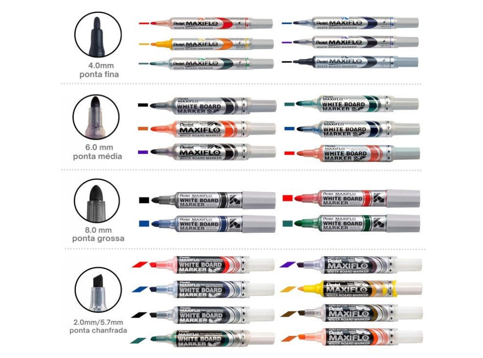 Pentel Maxiflo Whiteboard Marker Chisel Blue pack of 12
