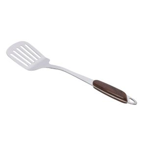 Royalford Slotted Turner With Wooden Handle - Stainless Steel - Wooden