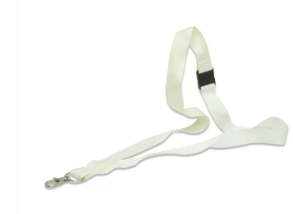 Pack of 50 Pieces Flat Lanyard With Hook And Safety Buckle Badge Holder White - FSNASWH