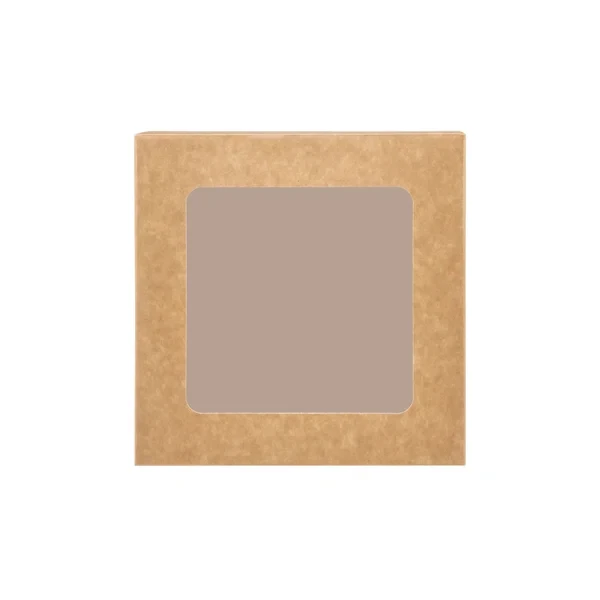 Kraft Square Salad Box with Window 16x16x5 Cm 250 Pieces