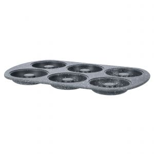 Royalford Doughnut Pans For Baking With 6 Slots - Aluminium - Black - RF9905