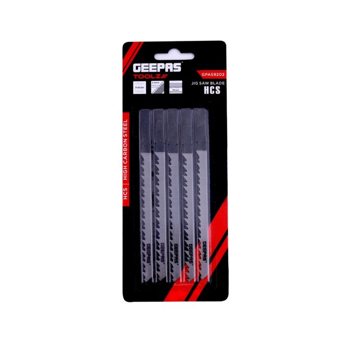 Geepas 5Pcs Jigsaw Blades - Carbon Steel Blades With Extra-Wide, 4.0mm Kerfs & 95mm Long, Fast Cutting Capacity | Compatible With All Brands Jigsaw