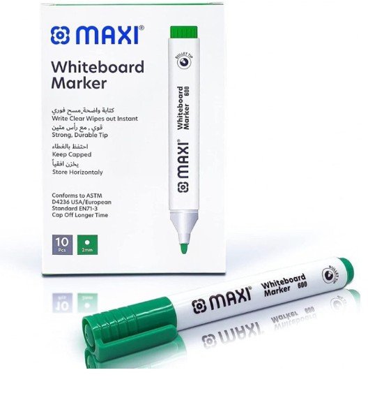 Maxi 600 White Board Marker Bullet Tip-Green (10Pcs/Pack)