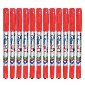 Artline 041T Permanent Markers, Pack of 12 Pcs, Red Color, Polyacetal Resin Tip(0.4mm) Acrylic Fibre Tip(1.0mm) - ARMKEK041TRE