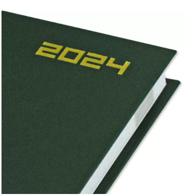 FIS 2024 Agenda Diary English Vinyl Hard Cover, Green - FSDI75EV24GR