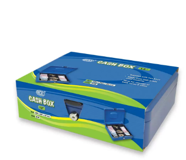 FIS Cash Box Steel Blue Color With key lock, 300 x 240 x 90 mm, 12 Inch Lock Size - FSCPTS0X10B