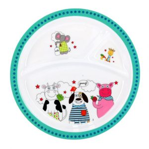 Royalford Melamine Ware 3 Section Round Baby Plate - Melamine - Multicolour