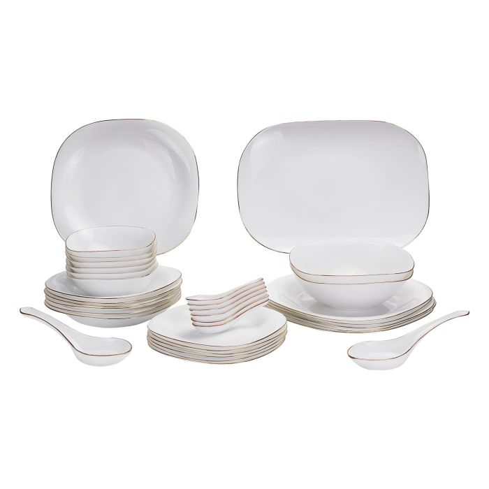 Opal Ware Soft Square Dinner Set, 36 Pcs