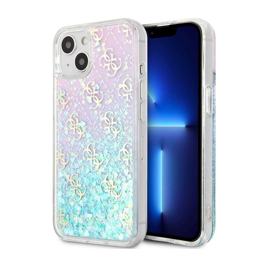 Guess Liquid Glitter Case 4G Pattern Gradient Background For iPhone 13 (6.1") - Iridescent