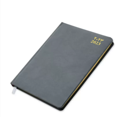 FIS 2023 Golden Diary A5 (Arabic/English) Bonded Leather 1-Side Padded Grey - FSDI78AEGB23GY