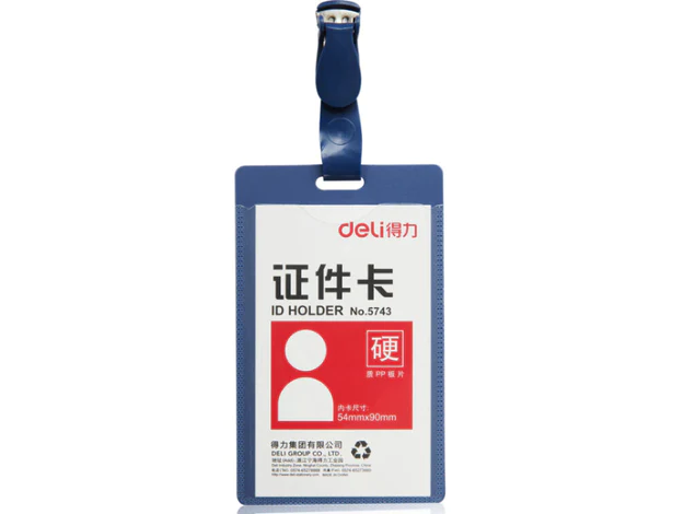 Deli PVC Upright ID Pass Holder with Clip, 50pcs/box [E5743]