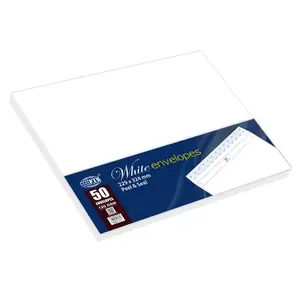 FIS White Envelopes Peel & Seal, Pack of 50 Pcs. C4 (229 X 324 mm), 120 GSM - FSWE1242P50
