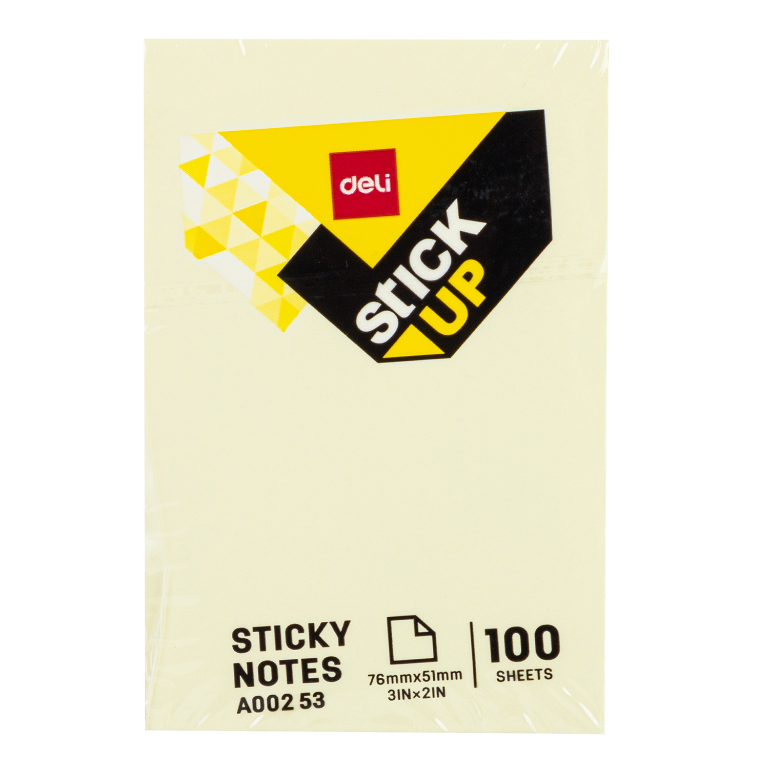 Deli EA00253 Sticky Notes 76×51MM 3”×2” 100 Sheets Yellow