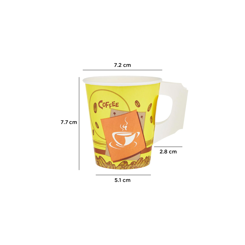 7 Oz Printed Single Wall Paper Cups With Handle