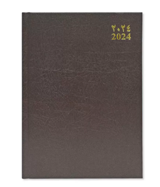 Fis 2024 A5 Diary,Vinyl, (Arabic/English) Hard Cover Chocolate -FSDI21AE24CH